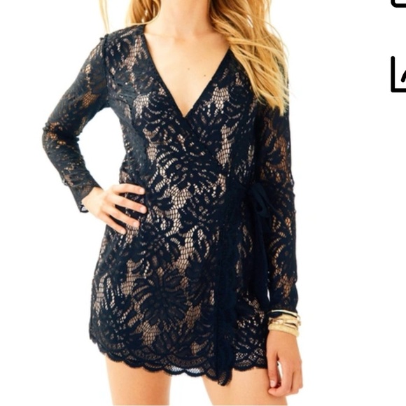 Lilly Pulitzer Pants - Lilly Pulitzer Black Tiki Wrap Romper